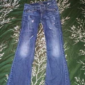 Silver Jeans Lola Flared Distressed Denim Jeans Size 27